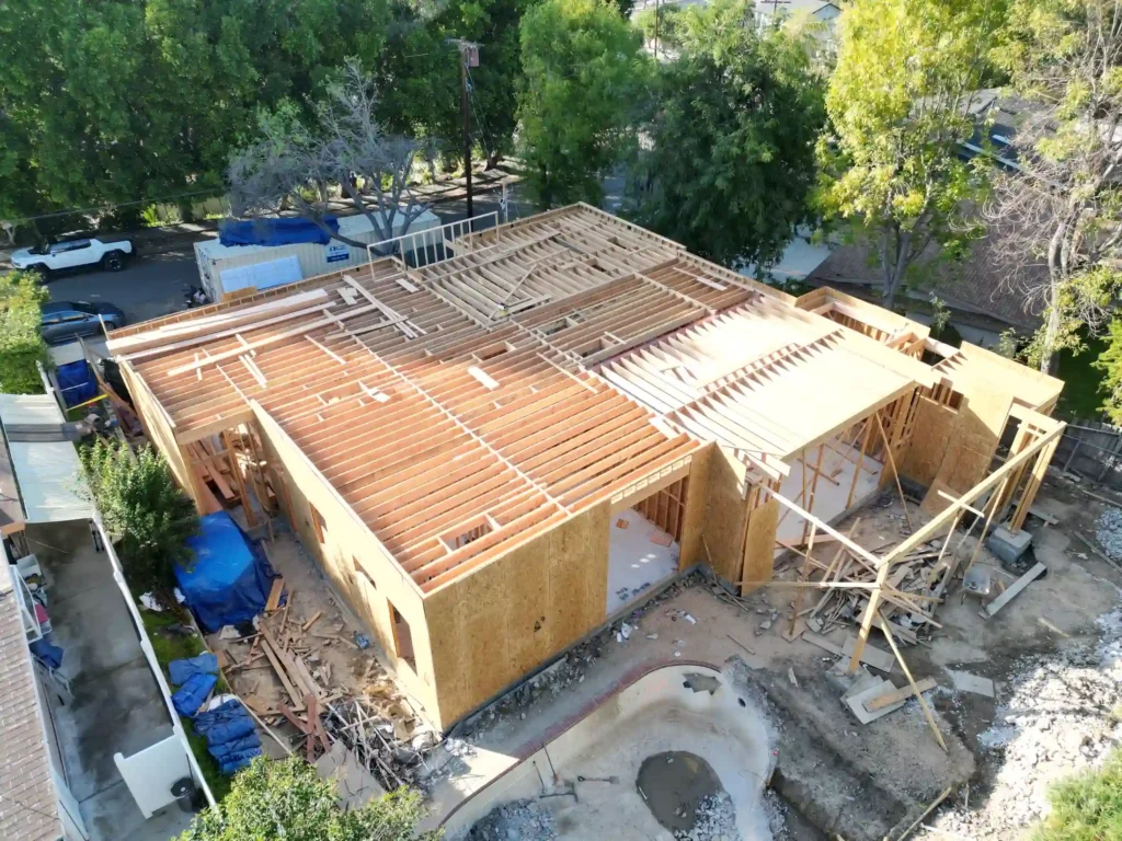 Custom home construction progress for Home Remodeling Builders in Southern California