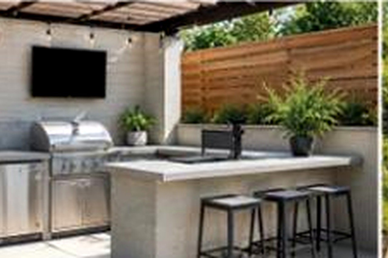 Outdoor kitchen and BBQ island setup