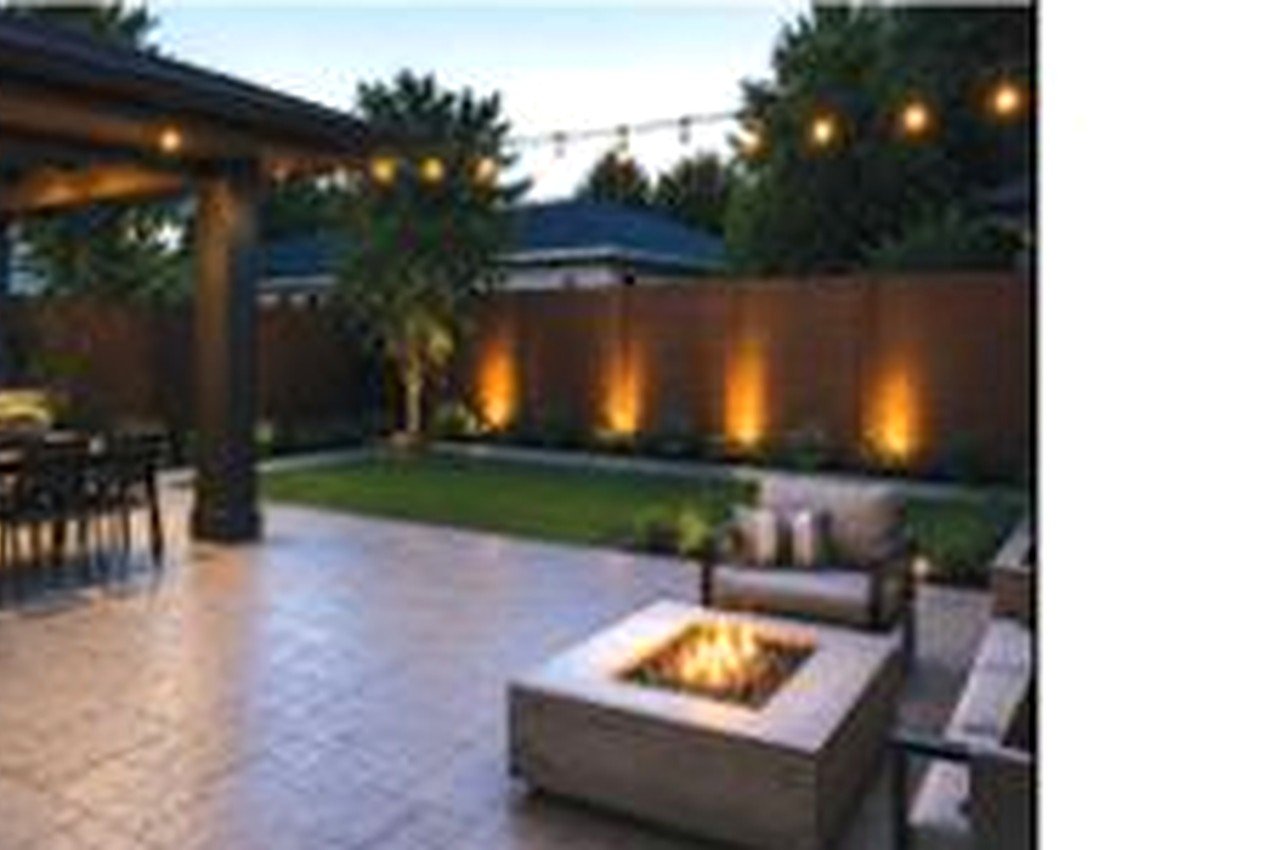 Backyard evening entertaining layout
