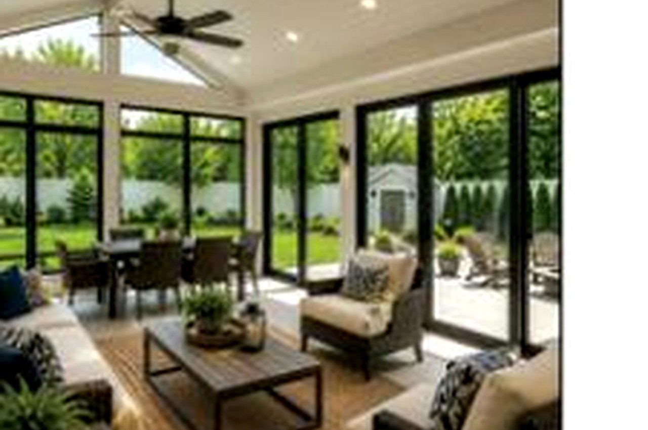 Bright enclosed patio room concept