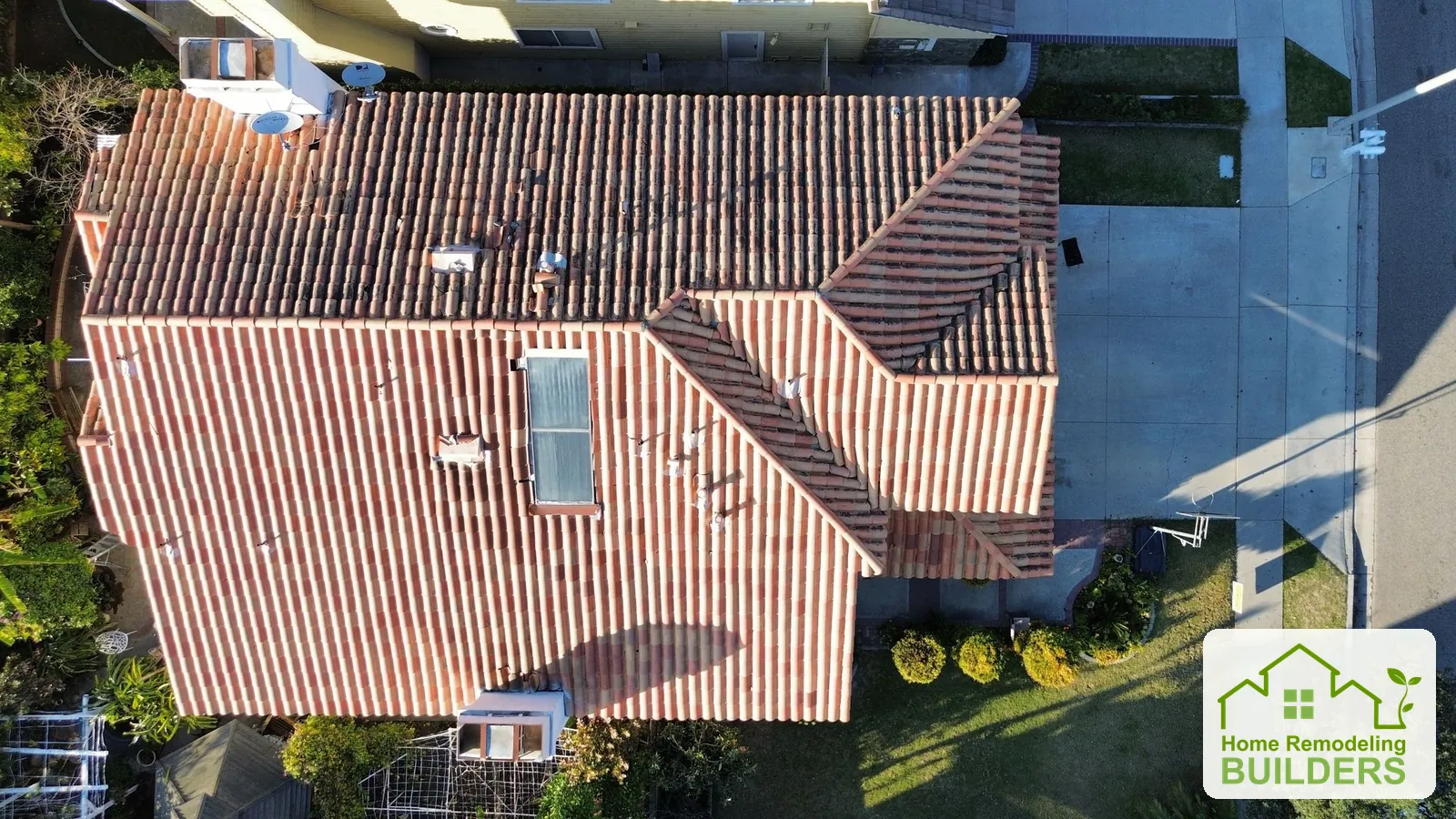 The original roof layout in an overhead view. Cerritos roofing project.