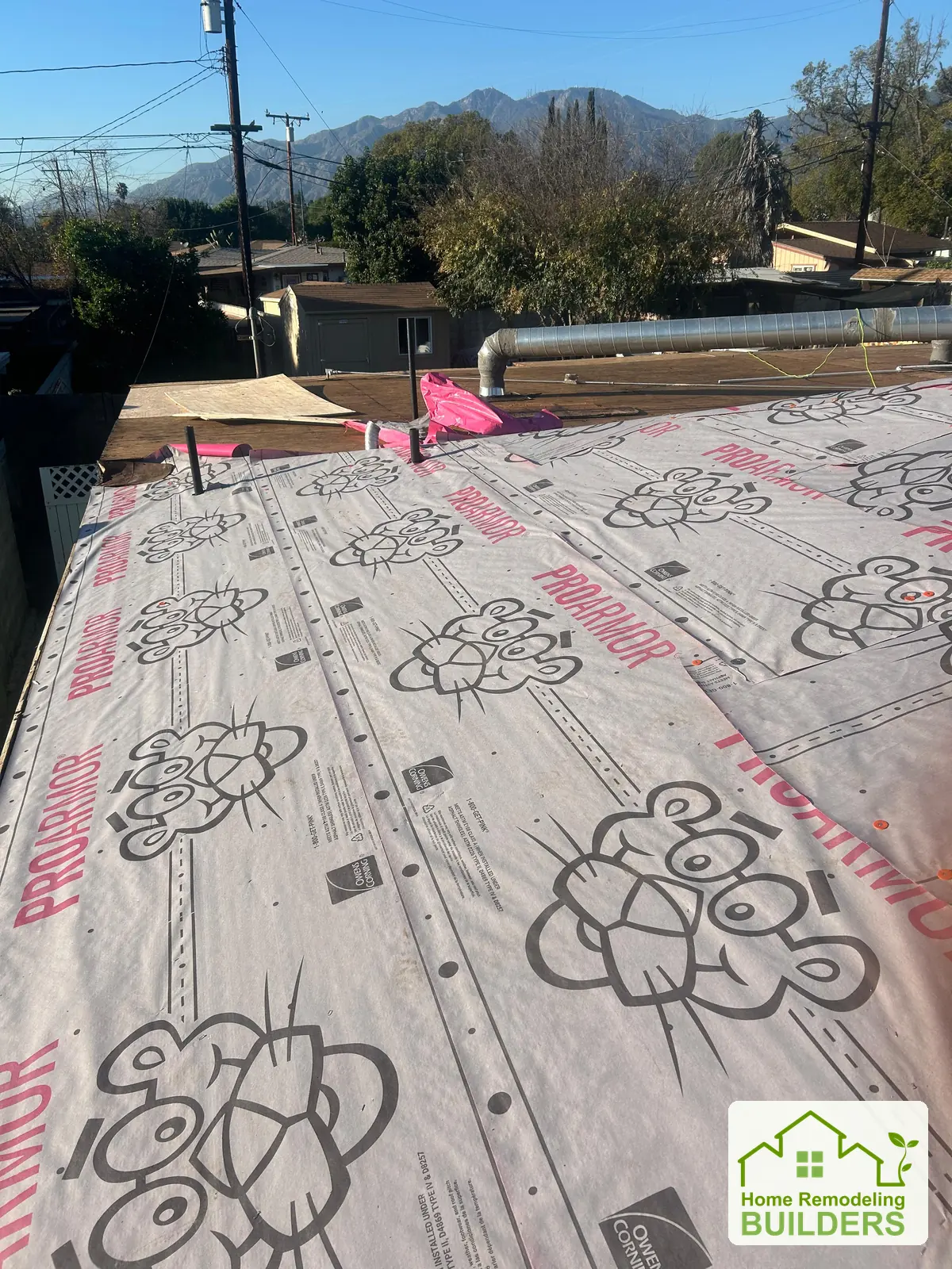 Underlayment installed around the roof penetrations. Duarte roofing project.