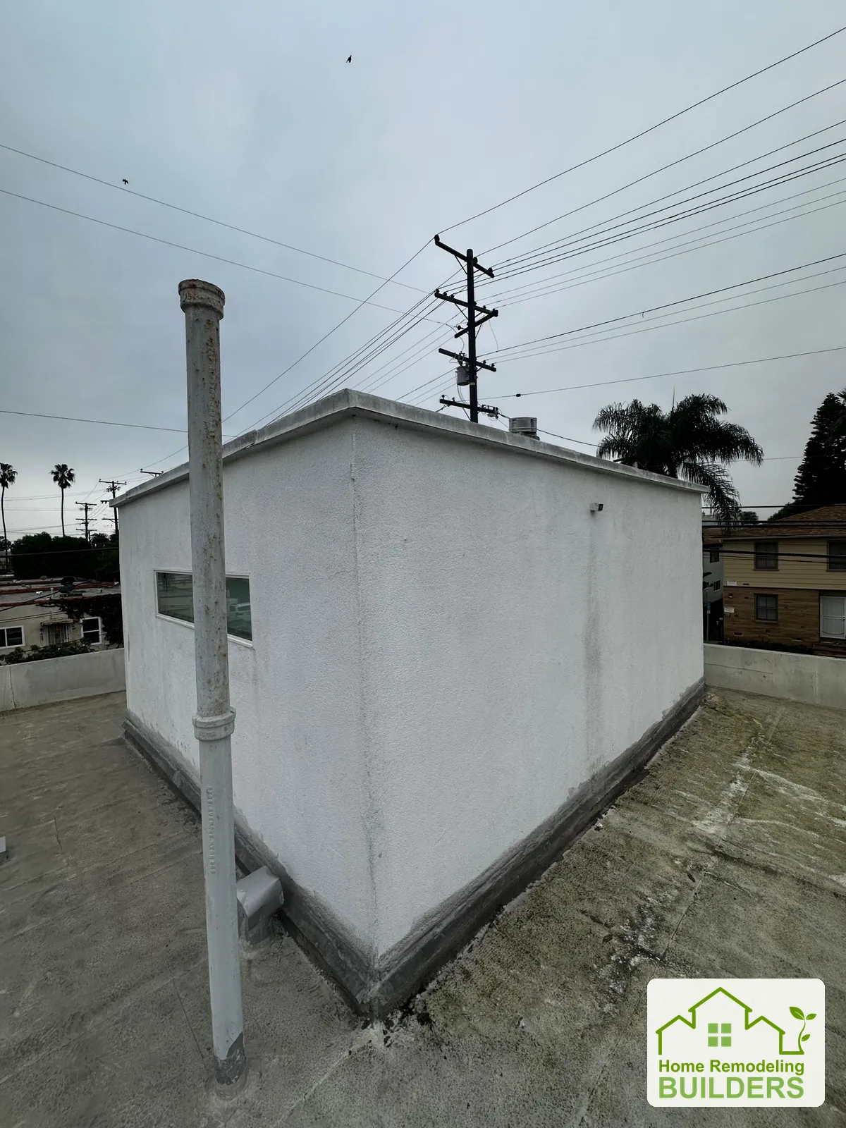 The original roof surface around the upper structure. Long Beach roofing project.