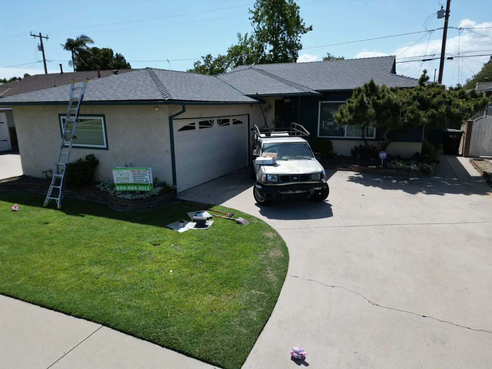 The completed roof above the front elevation. Norwalk roofing project.