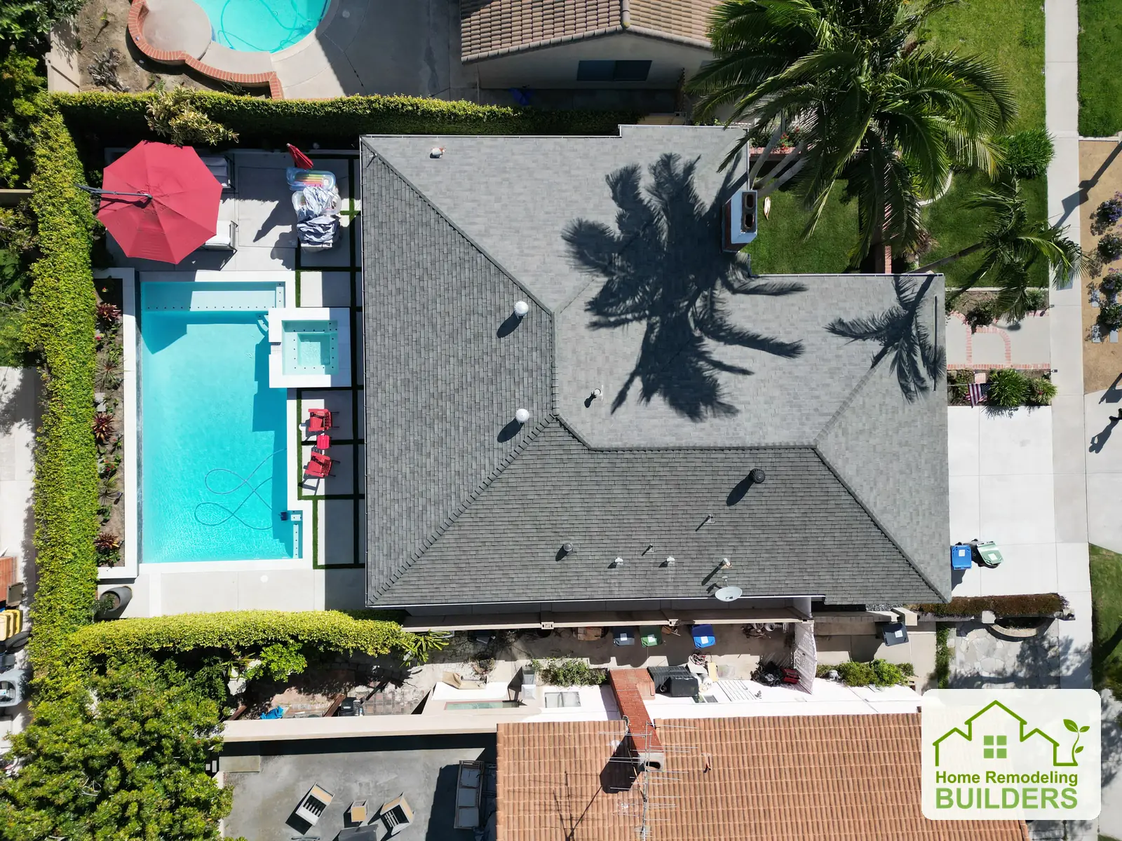 An overhead record of the original roof. Santa Ana roofing project.