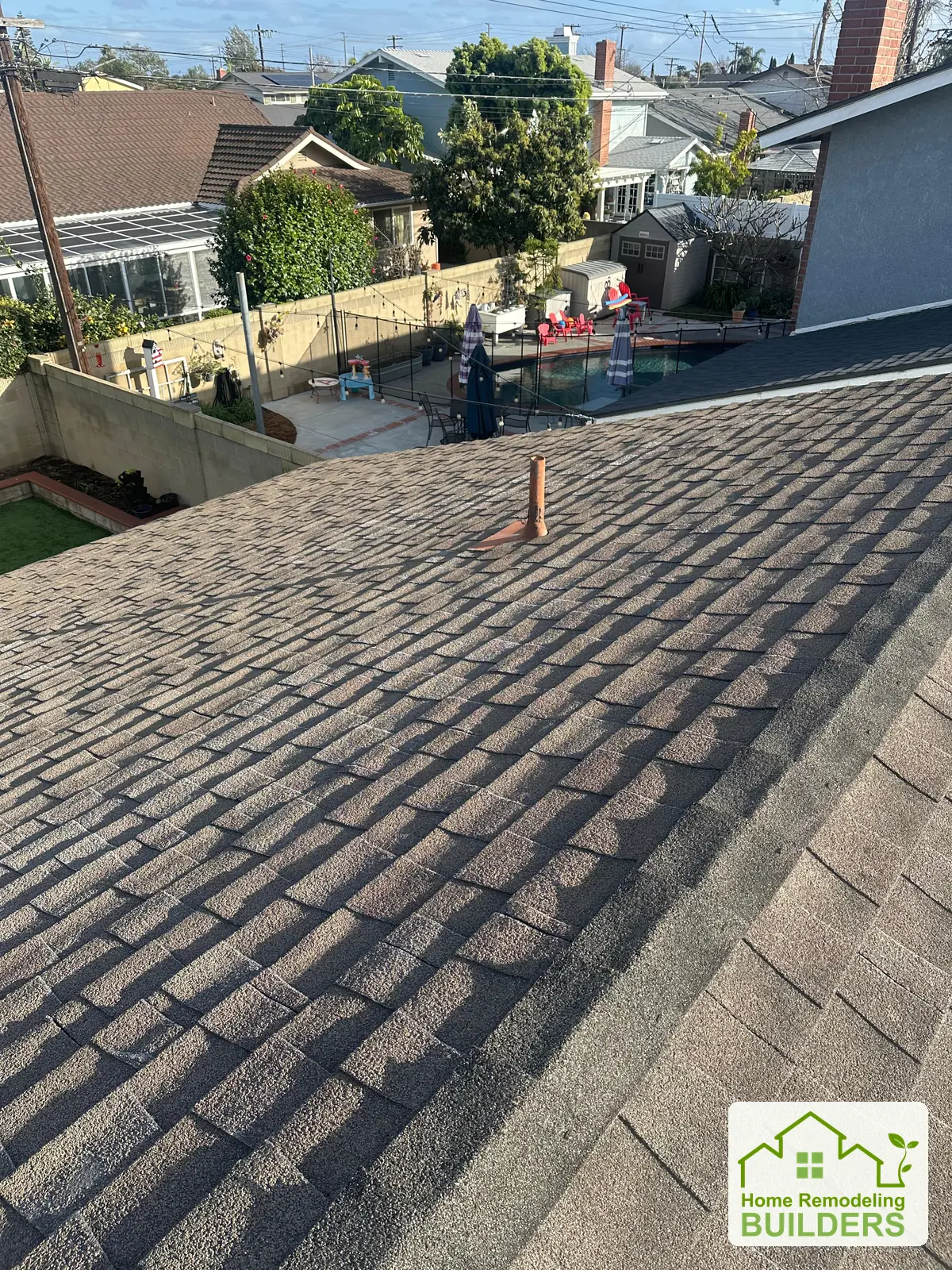 The original shingles along the rear roof slope. Westminster roofing project.