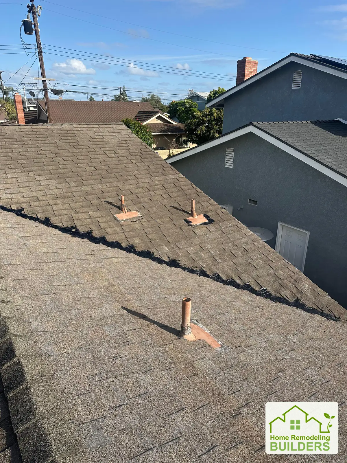 The original roof valley and adjoining slopes. Westminster roofing project.